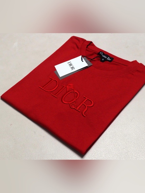 Dior Other - Dior Men’s Red Embroidered Logo Crewneck Tee